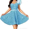 Party Dresses Bomaris One-Shoulder Short Homecoming Vestidos De Festa Sparkly Sequined Mini Graduation Formal Gowns