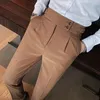 Abiti da uomo di lusso abbottonati drappeggiati pantaloni larghi da abito casual tinta unita dritto abito elegante premium 2024 primavera