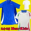 2024 Soccer Jerseys 125 -årsjubileum 24 25 Spelarversion Fans Italia Totti Chiesa Football Shirts 2025 Raspadori Ricci Lorenzo Men Set Kids Kit Italys Uniform Kits