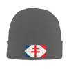 Berety Lorraine Cross Vintage Flag Skullies czapki chłodne zimowe ciepłe kobiety mężczyźni mężczyźni na drutach czapki dorosły francuska francuska maska