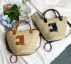 Borsa a tracolla per verdure intrecciata alla moda da donna estiva di design Borsa a secchiello in paglia da spiaggia Arc De Beach Borsa a tracolla di moda di lusso