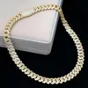 Luxe Hip Hop 15mm Ice Out Cubaanse Link Chain 925 Zilveren Vier Rij Moissanite Ketting voor Vrouwen Mannen