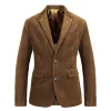 Jackets New Corduroy Men Blazers Luxury Casual Slim Suit Jacket Business Social Office Dress Coat Streetwear Men Solid Color Clothing