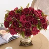 High-Quality 28cm Artificial Flowers Retro Silk Rose Bouquet Hydrangea Peony Vintage Bride Holding Fake Plants Home Wedding Decoration Accessories