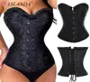 Women Bustiers Corsets Jacquard Waist Training Corset Lace up Steel Boned Overbust Bustier Top Retro Gothic Steampunk Corselet278460628