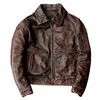 Spring And Autumn Genuine Leather Jacket Men Vintage Cowhide Coat Casual Men Flight Suit Clothing Size S-5XL 240301