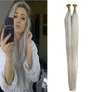 Extensions de cheveux gris argenté Extensions de cheveux humains à pointe plate 10gs boucle droite Micro anneau Extensions de cheveux humains Micro perle 100gp5547974