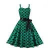 Casual Dresses Cocktail Dress For Women European And American Women's Polka Dot Retro Large Hem Tie Long Skirts Bright Prom