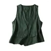 Women's Vests Sleeveless Vest For Women Flax Lightweight Summer Waistcoat Button Down V Neck Casual V-neck