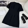 women dresses hot rhinestone buttons multi-pocket shirt Dresses short sleeve lapel solid color mini Dress