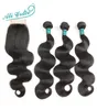 Ali Grace Hair 3 Bundles Brasiliansk kroppsvåghår med stängning 44 Del 4PCSlot Remy Human Extension Natural Color2322102