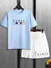 Mens Tshirt Set Short Sleeved Top Shorts Loose Cotton 240227