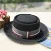 Women's Classic Wide Brim Warm Wool Fedora Hat with Colored Ribbon Retro Style Felt Panama Hat2897