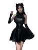 Dress Black Lacquer Leather Nightclub Mini Dress Sexy Spicy Girl Backless Bow Tie Short Tight Dress Elegant Fashion Sexy Korean IP3O