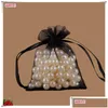 Décoration de fête 100pcs 7x9 cm Organza Sheer Gaze Bijoux Sacs Emballage Dable Cadeau de mariage Sachet 5Zsh3123489823 Drop Livraison Accueil GA Dhdcm