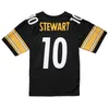 스티치 풋볼 저지 10 Kordell Stewart 2001 화이트 블랙 메쉬 레트로 럭비 유니폼 남성 여성 및 청소년 S-6XL