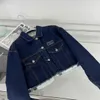 Jaquetas femininas Denim designer curto mulheres jaquetas primavera verão camisa bordada fina cintura alta saia de duas peças temperamento casaco 240305