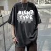 Trend Losse Brief Afdrukken Oversized T-shirts Heren Zomer Korte Mouw Oneck Jeugd Tops Tees Casual Mode Mannen Kleding 240220