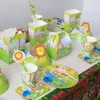 New Safari Decoration Disposable Tableware Set Jungle Animal Dinosaur Party 1St Birthday Boy Baby Shower Favor