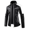 Colletto alla coreana da uomo Giacche in pelle da moto Giacche invernali in pile Cappotti in pelle PU slim fit Giacche casual moda maschile di alta qualità 240226