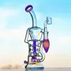 Purple Glass Water Pipe Recycler Oil Rig Bubblers Tjocka rökning Bongs Fab Egg Hookah Rigs Dab Accessories With 14mm Joint