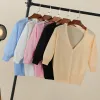 Cardigans grundläggande ytterkläder sommar cardigan kvinnor flickor stickade damer tröjor beskurna virkning topp stickor svart bolero kvinna tröja toppar