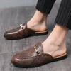 Homens chinelos formais couro do plutônio marrom preto dedo do pé redondo sólido primavera outono artesanal sapatos masculinos de negócios tamanho 38-45