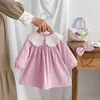 Meisje Jurken 2024 Baby Meisjes Mooie Katoenen Jurk/Romper Boog Hoofddeksels Zus Dragen Zoete Kanten Kraag Verjaardag Prinses Kleding Kids vestido