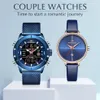 Couples montres NAVIFORCE TOP Brand en acier inoxydable Quartz Tire pour hommes et femmes Cadeaux d'horloge décontractée de mode pour 219T