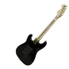 Chitarra elettrica ST, colore nero, corpo in mogano, hardware dorato, chitarra a 6 corde,