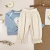 Pantalon printemps été bébé pantalon coréen enfants coton lâche broderie dentelle volants doux princesse filles solide lanterne