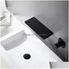 Rubinetti per lavandino del bagno Rubinetto per lavabo a parete Nero opaco Miscelatore a cascata per bagno Rubinetto per acqua fredda e rubinetti Consegna a goccia Home G Dhoqh