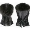 Fur Sleeveless Back Bowknot Decor Coat Outerwear Winter Autumn Warm Waist coat Gilet TopWomen Faux Fur Leather Patchwork Vest Jacket