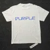 Meilleure qualité violet marque hommes décontracté pur coton à manches courtes col rond ample régulier bleu lettre blanc T-shirt
