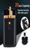 20pcs Capacity Cigarette Case with USB Electronic Lighter Cigar Holder Cigarette Lighter for Regular Cigarette Gadgets For Men T201476760