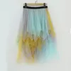 Etek kadın etek dans kıyafeti tutu-etek gökkuşağı petticoat kabarık muti-colors balo-gown mini etek peri lolita yaz elastik tül