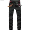 Men's Jeans GODLIKEU Mens Motorcycle Green Black Skinny Biker Moto Designer Urban Jogger Denim Pants 240305