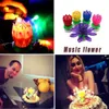 5Pcs Candles Lotus Music Lotus Candle Music Candle Double Flower BlossomS Birthday Cake Flat Rotating Electronic