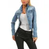 Women's Jackets New Wash Jeans Jacket Single Denim Jacket Blue Black Loose Ladies 240305