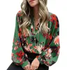 Blusas femininas femininas casual pulôver camisa com decote em v lanterna manga longa solta ajuste bohemia impressão abstrata boho blusa havaí estilo y2k verão