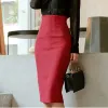 Abiti da donna eleganti 2 pezzi set nero a maniche lunghe camicia di chiffon trasparente top moda gonna a tubino rossa abiti femminili stile coreano