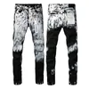Designer Heren ksubi paarse jeans voor dames Paars-merk zwarte jeans Zomergat Hight Kwaliteit Borduren Paarse Jeans Fit Motor Joggingbroek