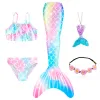 Swimwear Girls Swimwear 3pcs Mermaid Tails for Kids Bikini Set Swimming Dress Bathing Suit Todder Swimsuit Girl 6 Years 8 Years 12 Years