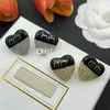 Full Rhinestone Charming Earrings Studs Sweet Heart Style Earrings For Girls Letter Stamped Earrings With Box