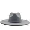 Szeroki brzeg fedora czapka dla kobiet solidna wełna wełna czapka dla mężczyzn jesienna zima panama gamble szary jazz cap236z