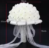 Luxury Crystal White Wedding Bouquets 2016 New Arrivals Ivory Rose Bow buque de noiva de perola Wedding Flowers Bridal Bouquets4760715