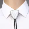 Bolo slips för man kvinnor handgjorda västerländska konst indiska legering slips triangel naturel sten 201028332o