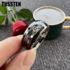 Band Rings Dropshipping TUSSTEN 10MM Men Women Gear Ring Cool Tungsten Wedding Band Domed Finish With Wood Inlay Comfort Fit L240305