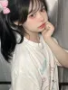 T-shirt QWEEK japonais Kawaii Anime graphique t-shirts femmes doux fille coréenne mignon dessin animé chat imprimé Teres hauts blancs 2022 été Kpop