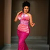 아프리카 ASO EBI 댄스 파티 드레스 자홍색 핑크 이브닝 드레스 특별한 경우 스팽글 레이스 인어 생일 드레스 AM478을위한 어깨 형식 드레스 1 개